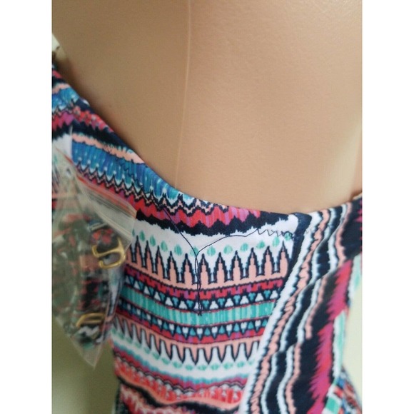 Jessica Simpson dark navy blue cut out bandeau one piece swimsuit size L - Picture 4 of 5